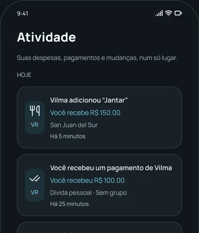 A tela de Atividade do app
