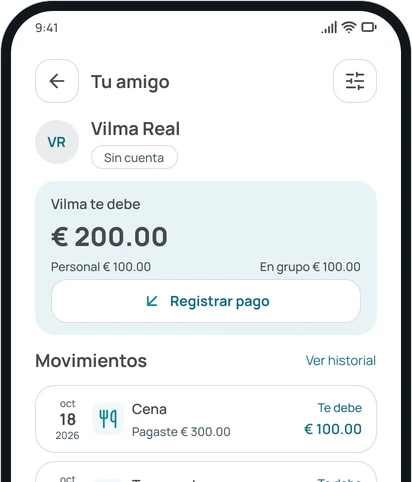 El saldo con una amiga en la app