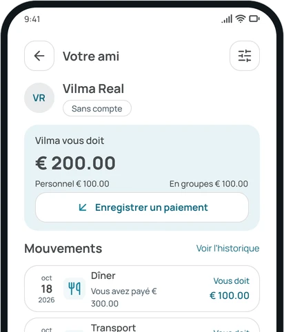 Le solde avec une amie dans l'app
