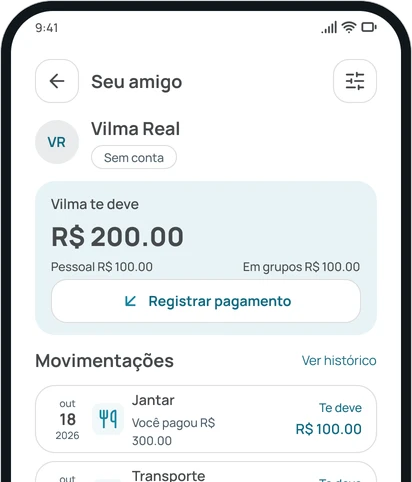 O saldo com uma amiga no app