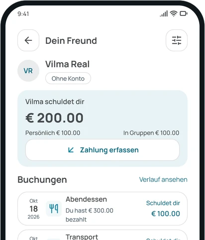 Der Saldo mit einer Freundin in der App