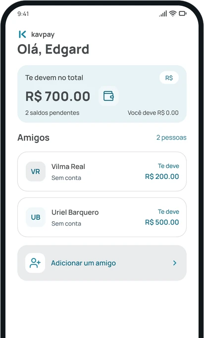 A tela de Amigos do app