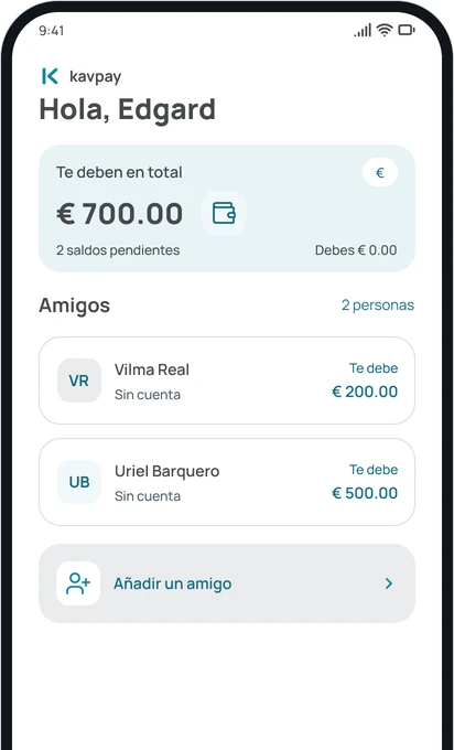 La pantalla Amigos de la app