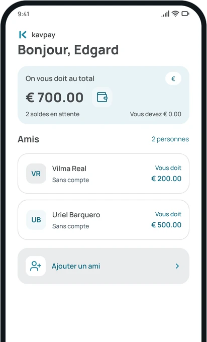 L'écran Amis de l'app