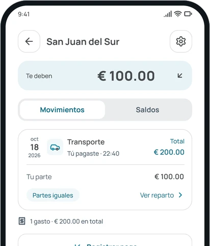 Los movimientos de un grupo en la app