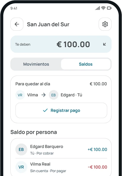 Los saldos de un grupo en la app