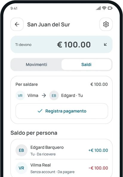 I saldi di un gruppo nell'app