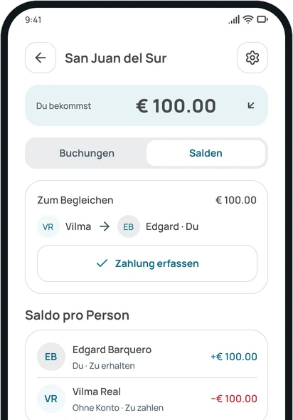Die Salden einer Gruppe in der App