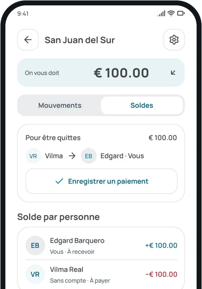 Les soldes d'un groupe dans l'app