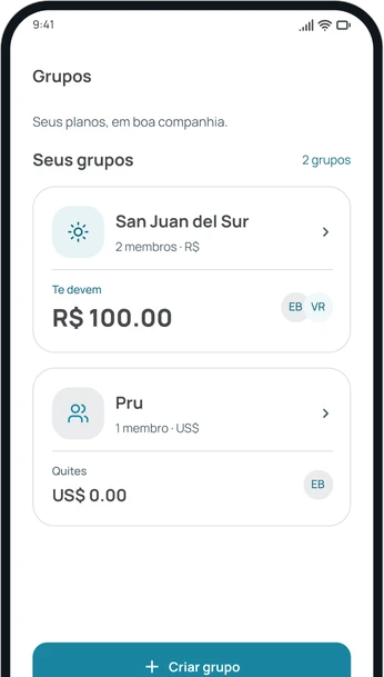 Os grupos no tema claro