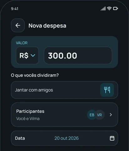 Adicionar uma despesa no app